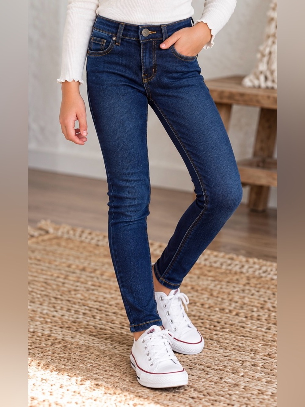 The Children’s Place PLACE Girls Size 8 Super Skinny Jeans Dark Wash Stretch